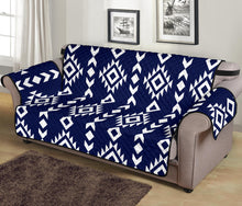 Load image into Gallery viewer, Navy and White Ethnic Tribal Pattern 70&quot; Sofa Protector Couch Slipcover
