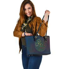 Load image into Gallery viewer, Blue With Celtic Spiral Design Tote Bag
