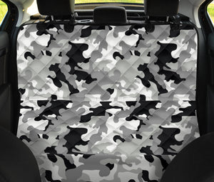 Gray, Black and White Camouflage Back Bench Seat Cover For Pets