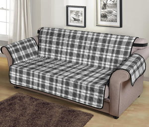 Gray and White Plaid Sofa Slipcover Protectors For 70" Seat Width Couches