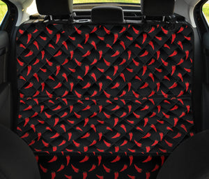 Black With Red Chili Pepper Pattern Back Seat Cover For Pets