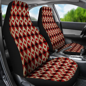 Old Playing Card Suits Pattern Car Seat Covers Red and Black