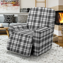 Load image into Gallery viewer, Gray and White Plaid Recliner Stretch Slipcover Protector
