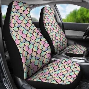 Pink, Green, and Purple Iridescent Mermaid Scales Watercolor Car Seat Covers