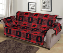 Load image into Gallery viewer, Bear Pattern In Red, Black and White Tartan Furniture Slipcovers
