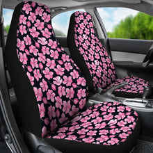 Load image into Gallery viewer, Black and Pink Cherry Blossom Flower Pattern Car Seat Covers To Match Floor Mats
