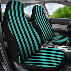 Turquoise and Black Striped Car Seat Covers