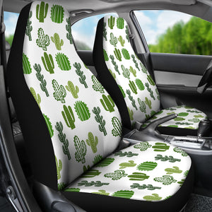 White With Cactus Pattern Car Seat Covers Set