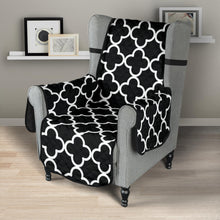 Load image into Gallery viewer, Black and White Quatrefoil Pattern Furniture Slipcover Protectors
