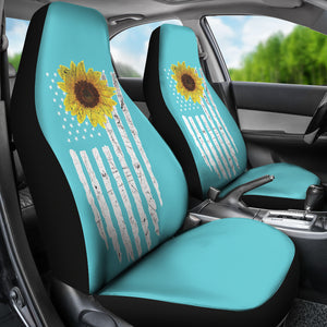 Sea Foam American Flag Distressed Car Seat Covers Set