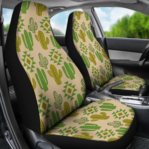 Tan and Green Southwestern Cactus Boho Pattern Car Seat Covers