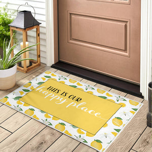 This Is Our Happy Place Lemon Pattern Welcome Mats