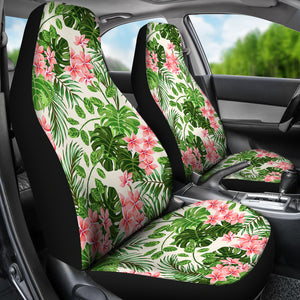Pink and Green Tropical Car Seat Covers With Flowers
