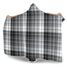 Load image into Gallery viewer, Gray, Black and White Plaid Tartan Hooded Blanket
