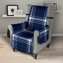 Load image into Gallery viewer, Navy Blue and White Plaid Tartan Furniture Slipcovers
