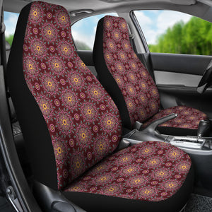 Burgundy With Colorful Mandalas Car Seat Covers