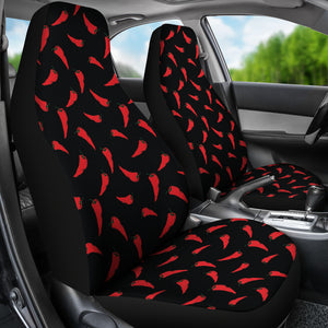 Black With Red Chili Pepper Pattern Car Seat Covers Set