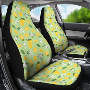 Pastel Green With Yellow Lemon Pattern Car Seat Covers Set