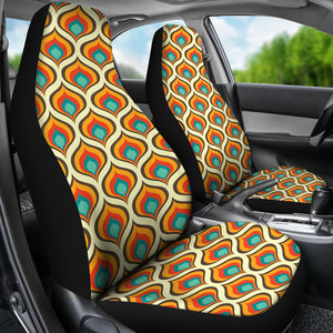 Retro Pattern Car Seat Covers Colorful Ogee Pattern