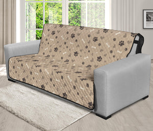 Light Brown Beige With Paw Print Pattern Furniture Slipcovers