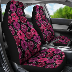 Black Pink Purple Floral Pattern Car Seat Covers Tropical Flowers
