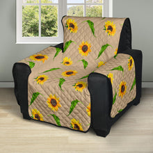 Load image into Gallery viewer, Tan With Rustic Sunflower Pattern 28&quot; Recliner Sofa Protector Slip Cover Farmhouse Decor
