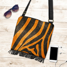 Load image into Gallery viewer, Tiger Striped Boho Bag With Fringe Crossbody Purse Straps
