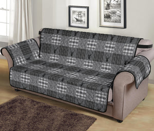 Gray Plaid With Deer Patchwork Furniture Slipcovers