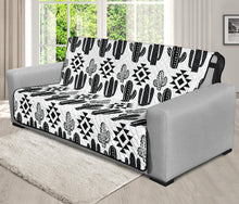 Load image into Gallery viewer, Black and White Boho Cactus Tribal Pattern Futon Slipcover Protector For Up To 70
