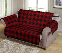 Load image into Gallery viewer, Red and Black Buffalo Plaid 54&quot; Loveseat Protector Couch Cover Farmhouse Country Home Decor
