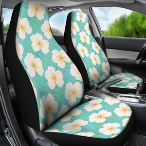 Light Teal Plumeria Frangipani Hawaiian Island Flowers Floral Pattern Car Seat Covers Tropical