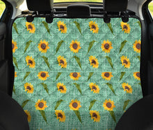 Load image into Gallery viewer, Turquoise Burlap Design With Sunflower Pattern Back Seat Protectors
