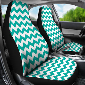 Teal and White Chevron Pattern Car Seat Covers