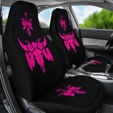 Load image into Gallery viewer, Hot Pink and Black Boho Cow Skull and Flowers Car Seat COvers
