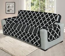 Load image into Gallery viewer, Black and White Quatrefoil Pattern Furniture Slipcover Protectors
