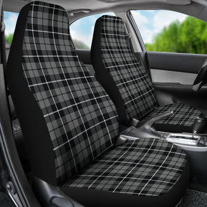 Dark Gray, Black and White Plaid Car Seat Covers Set