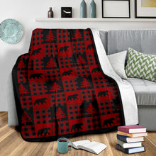 Load image into Gallery viewer, Red and Black Buffalo Plaid Patchwork Style Pattern Fleece Throw Blanket
