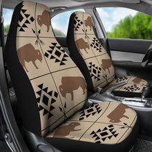 Load image into Gallery viewer, Bison Car Seat Covers Tan, Brown, Black With Ethnic Symbols and Arrows
