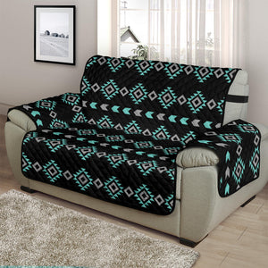 Turquoise, Gray and Black Ethnic Boho Pattern Furniture Slipcovers