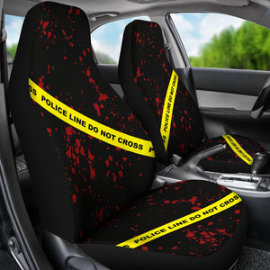 Police Line Crime Scene Tape Blood Spatter Car Seat Covers Set