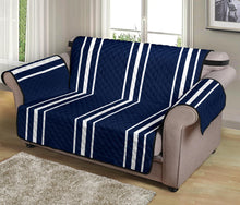 Load image into Gallery viewer, Navy Blue With White Stripes Loveseat Sofa Protector Slipcover For Up To 54&quot; Seat Width Couches
