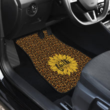 Load image into Gallery viewer, Leopard Print Floor Mats With Faith Sunflower Design Front Mats Only
