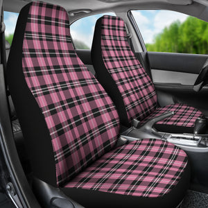 Rose Pink and Black Plaid Car Seat Covers