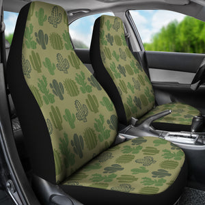 Green Cactus Pattern Car Seat Covers Set of 2