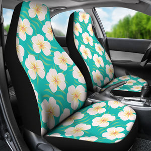 Dark Teal Plumeria Frangipani Hawaiian Flower Car Seat Covers Tropical Island Floral Pattern