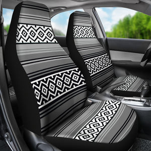 Gray Black and White Mexican Serape Inspired Car Seat Covers