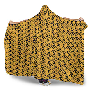 Yellow Cheetah Print Hooded Blanket With Sherpa Lining Animal Skin