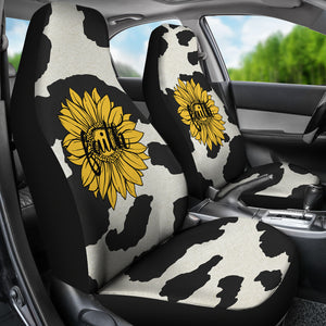 Cow Hide Design With Faith Sunflower Car Seat Covers