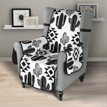 Load image into Gallery viewer, Black and White Cactus Boho Ethnic Pattern Armchair Slipcover Protector
