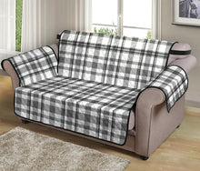 Load image into Gallery viewer, Light Gray, White and Black Plaid Tartan Furniture Slipcovers
